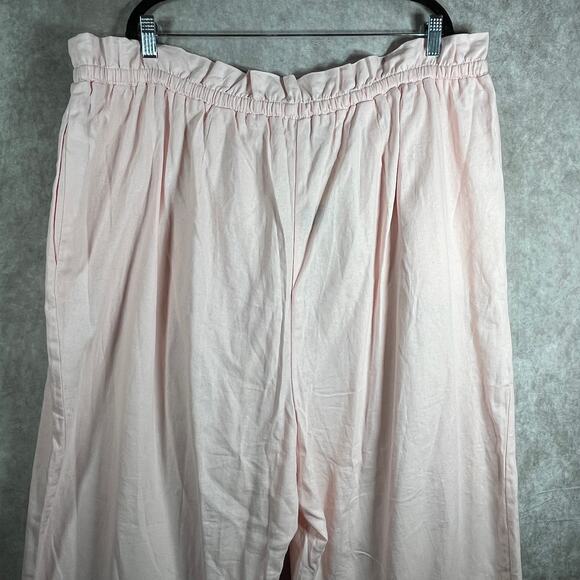 Eloquii Elements Paperbag Pants Womens Size 22 Pink Linen Blend High Waisted NEW - Picture 5 of 12